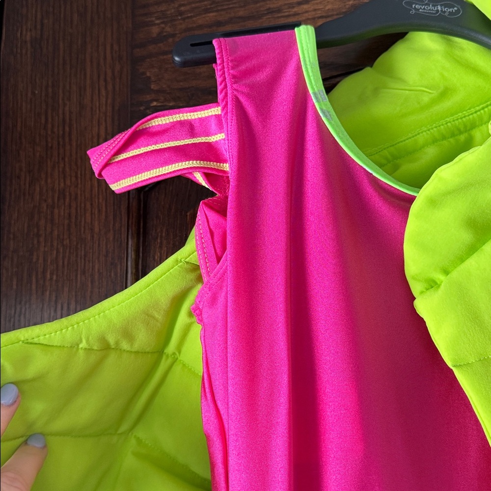 Revolution Neon Green and Pink Kids Dance Costume - Picture 5 of 5